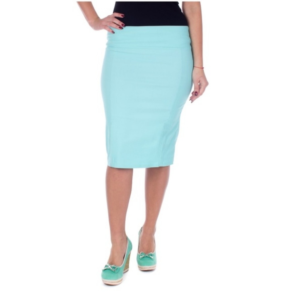 Professional Women Pencil Skirt, D1114, Mint - Picture 2 of 3